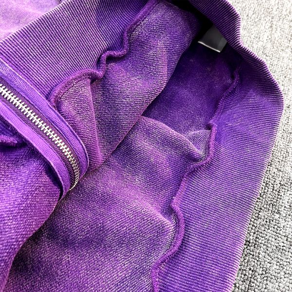 Sudadera con capucha pesada con parche bordado personalizado, lavado ácido French Tetty, vintage, con cremallera, desgastada, sobredimensionada