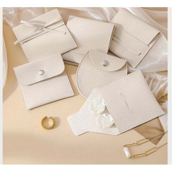 Jewellery Pouch Customized LOGO Apricot Microfiber Velvet Bag Envelope Bag Anti