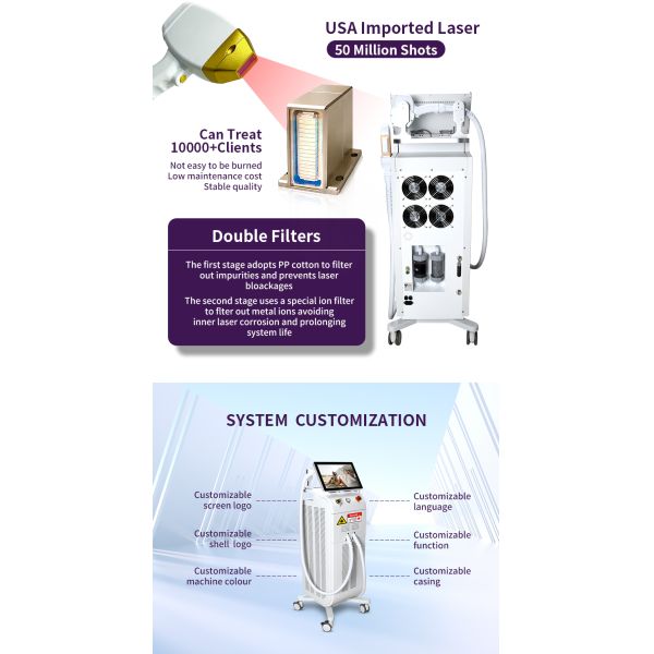 STANDING Beauty Machine for Skin Rejuvenation and Diode Laser Hair Removal 755 808 1064nm