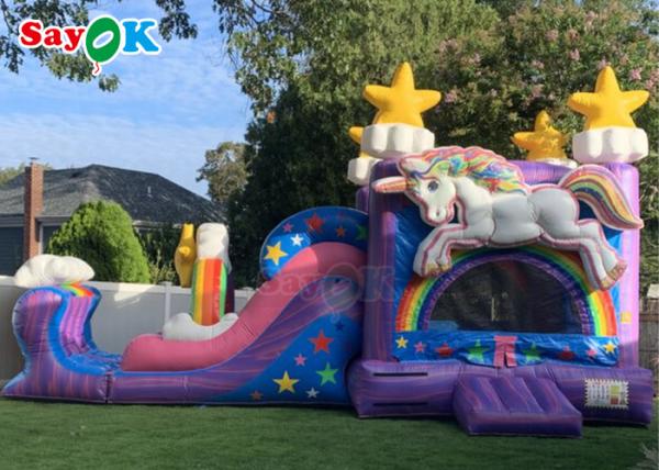 Castelo Bouncy com partido inflável Unicorn Kid Zone Wet Dry alugado de Unicorn Bounce House Jumper Slide da corrediça combinado