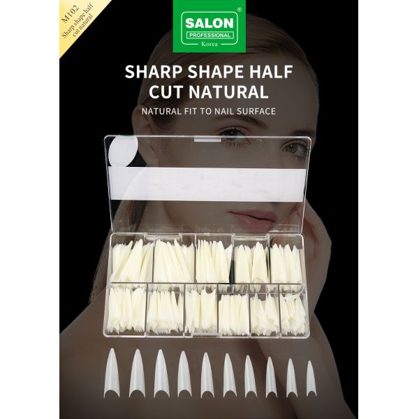 Wholesale False Nails Long Sharp Shape Half Cover Natural French Acrylic Fake Nails Salon Use