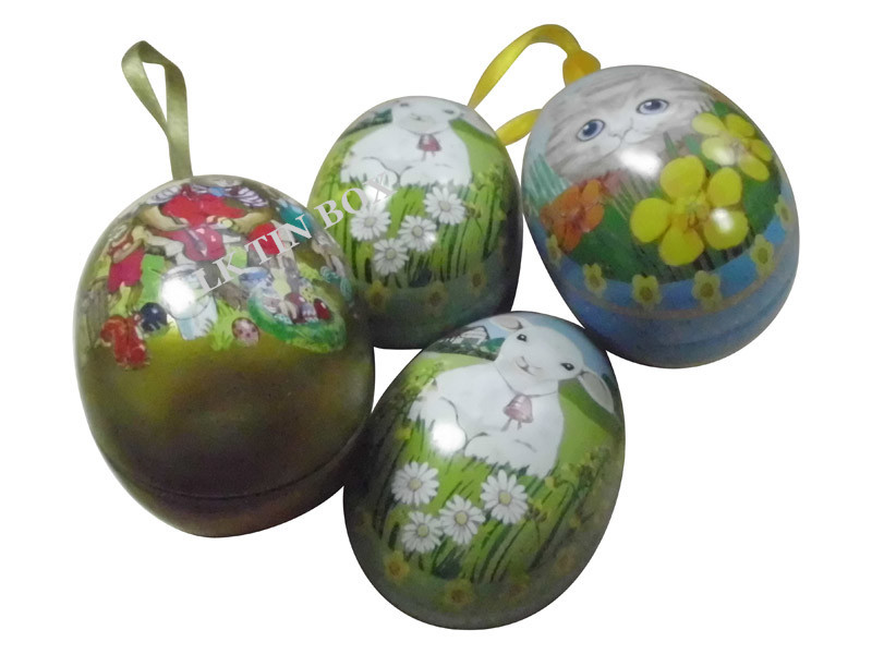 Small Easter Egg Chocolate Candy Metal Tin can With Bunny Ears ISO9001 Approval