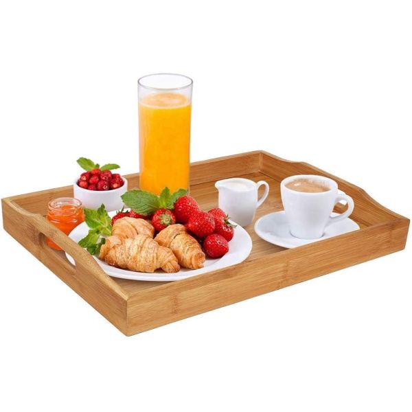 Wholesale Tray with Handles Wooden Serving Tray Snack Tray Great for Breakfast Coffee Tables