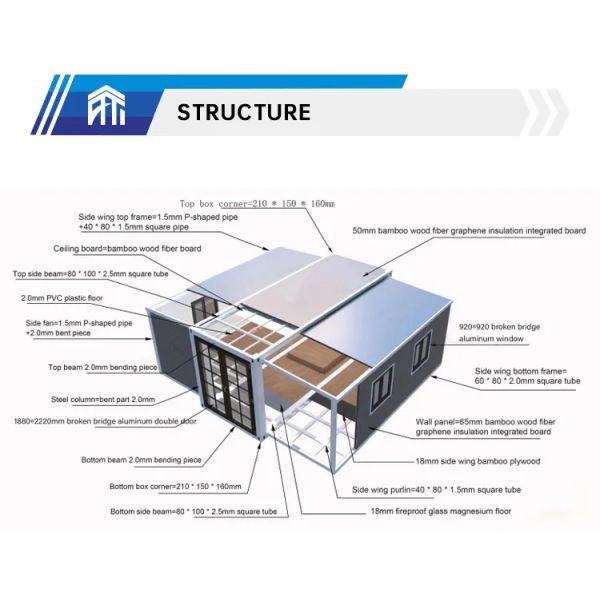 40FT Modular Container House with Galvanized Steel Frame for Fast Installation and Extendable Design