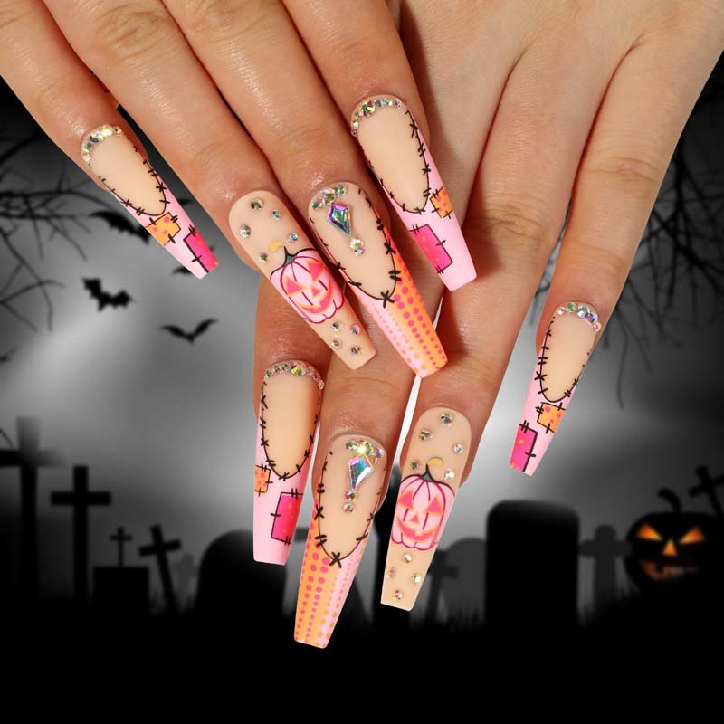 Glossy Halloween Holiday Press On Nails No Nail Salon Visit Needed