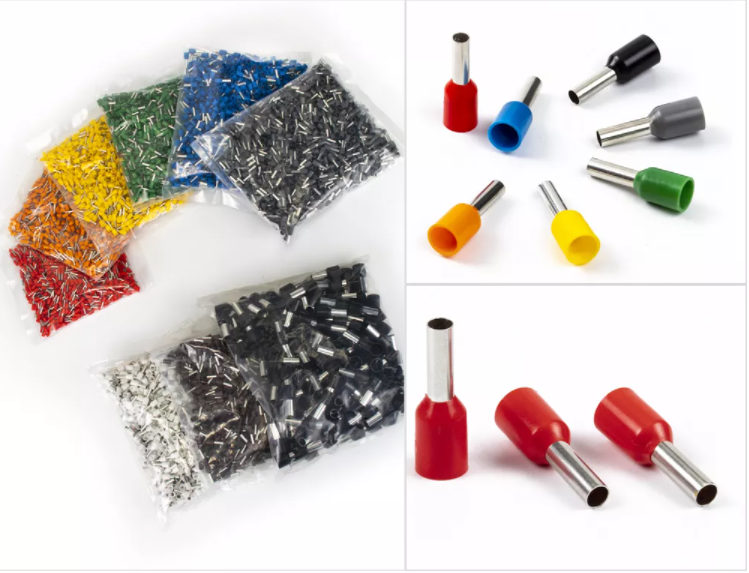 El latón de cobre E1018 pre aisló el conector terminal del alambre del AWG 18 de la virola que prensaba