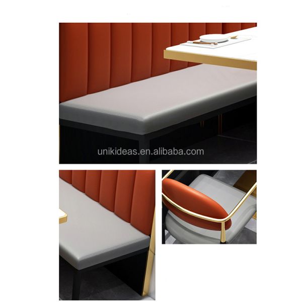 Commercial Restaurant Booth Table and Chair Set Modern Marble Top Dining Table Banquette Seating for Cafe Bar Dining Space