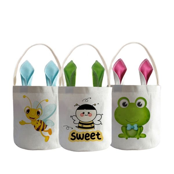 Custom Sublimation Bunny Ear Easter Basket diy Easter Egg Bucket