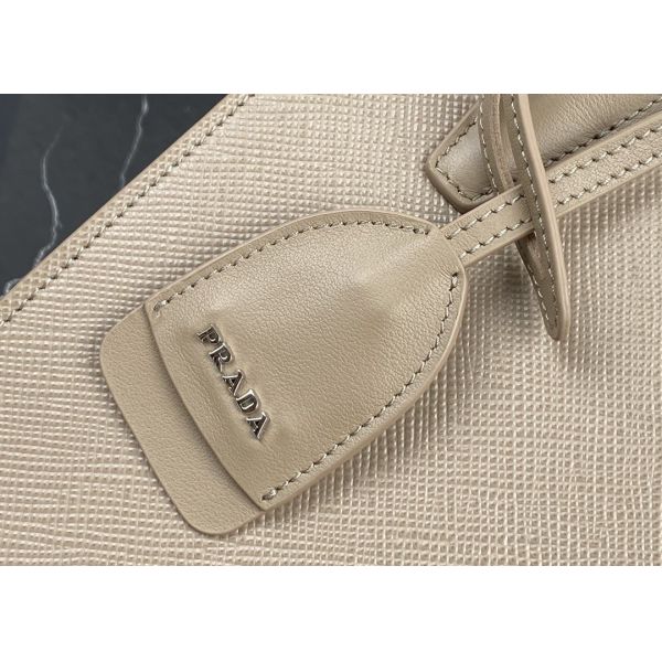 Apricot Adjustable Crossbody Saffiano Leather Handbag Square Shape