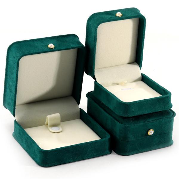 9*9*4,5 cm Boîte à bijoux à anneaux de velours vert pour emballage de boucles d'oreilles de bracelet personnalisé