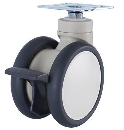 TPR Hospital Bed Caster Wheels 125MM Twin Wheels Medical Trolley Castors With Brake