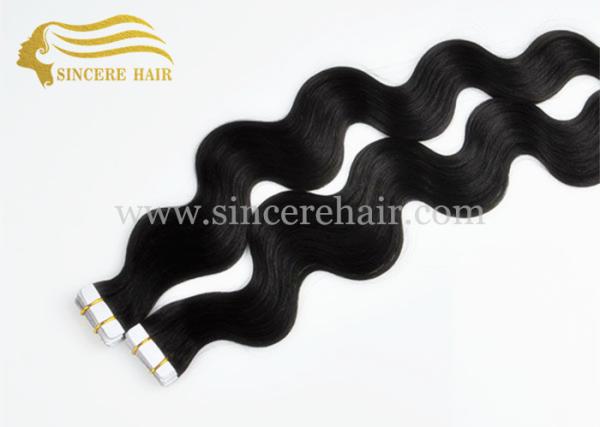 24 Wave Hair Extensions Tape-In for sale - 60 CM Jet Black #1 Body Wave Tape Hair Extensions 2.5G Each Piece on Sale