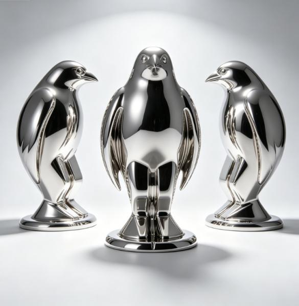 Original Design Penguin Bird Animal Metal Stainless Steel Sculpture Custom Size and Color Options with Durable Polished Finish for Public Spaces