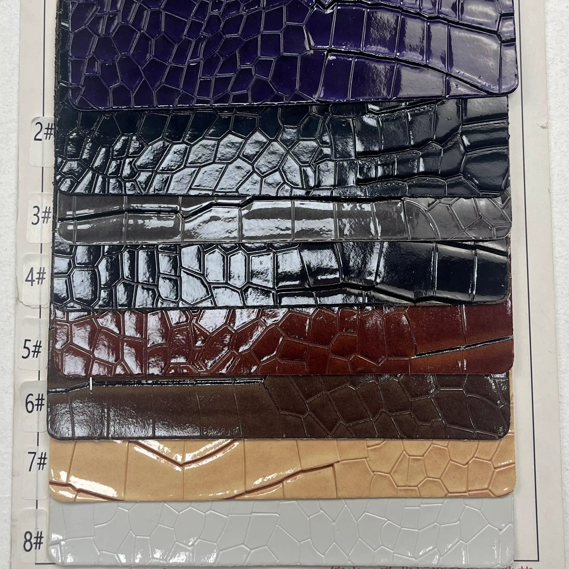 Multicolored Snake - Patterned Synthetic Leather Samples, Compliant with REACH & RoHS Regulations