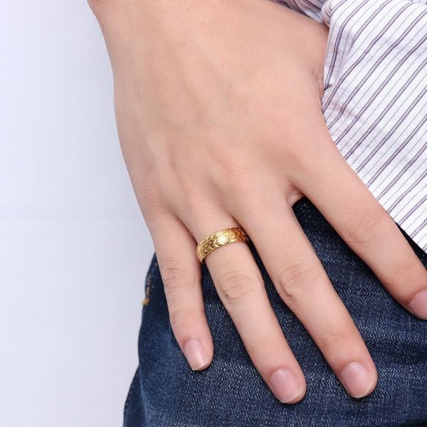 Wedding Engagement Gift Stainless Steel Tire Tread Ring Plating 6mm For Couple