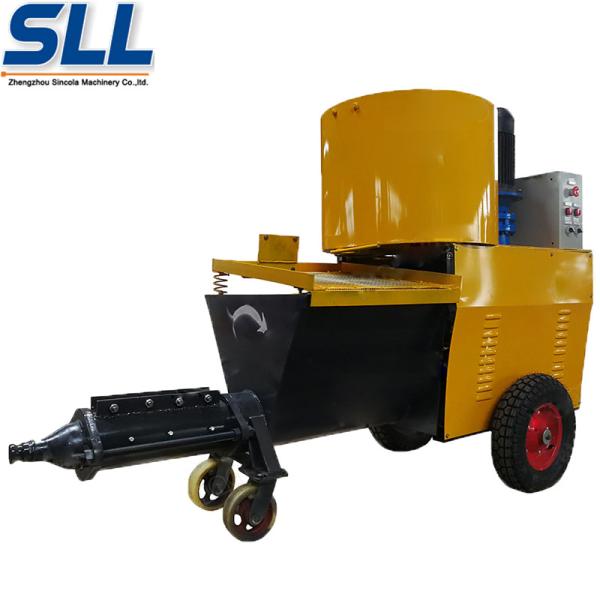 Automatic Exterior Wall Plastering Machine Cement Rendering Machine In Yellow