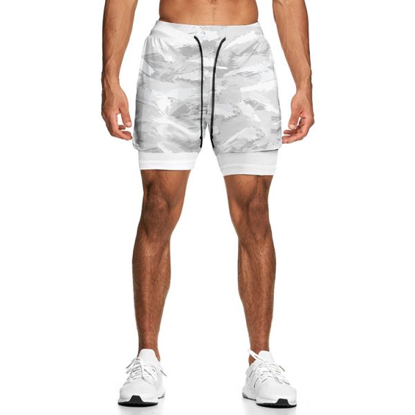 Custom Logo Double Layers Fitness Sportswear Mens Workout Compression Running Gym Shorts