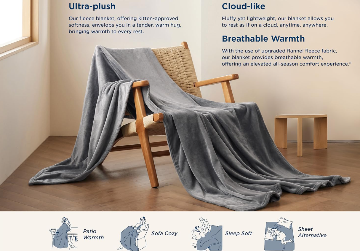 Manta de forro polar suave, ligera y cómoda - Microfibra de lujo para una calidez durante todo el año