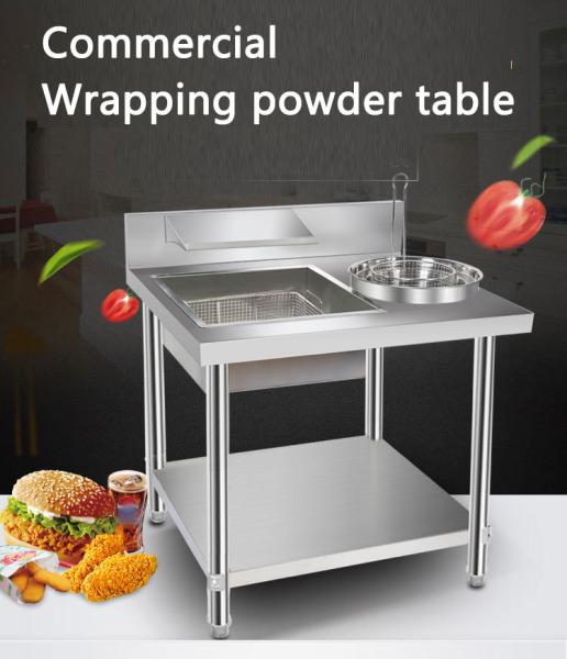 Stainless Steel Chicken Breading Table for Wrapping Powder in Commercial Kitchen