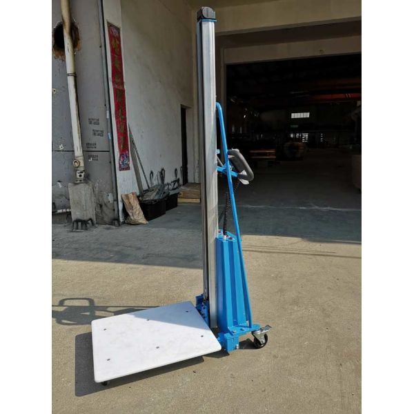 Small Hydraulic Stacker Truck Electric Work Positioner Lift Truck 220 Lbs Capacity