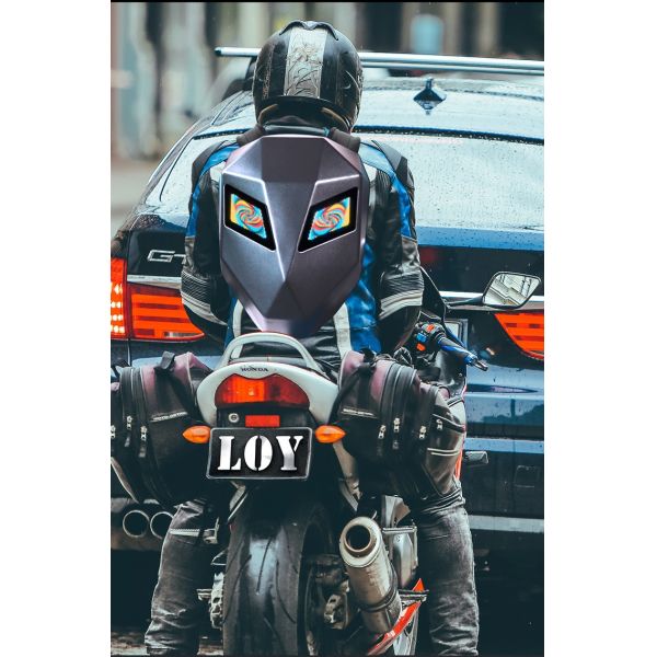 LED Backpack Bluetooth Waterproof Hard Shell Iron Man Cool Motorcycle Riding Black LED Rider Backpack