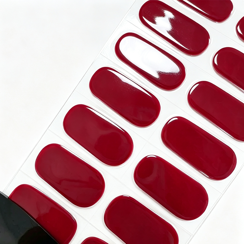 Solid Color Gel Nail Sticker Glossy Salon Nails
