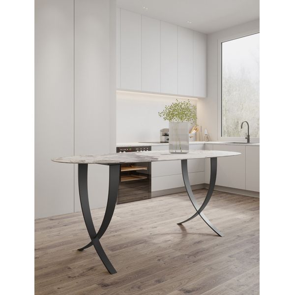 180*92cm Contemporary Marble Dining Table ODM White Stainless Frame