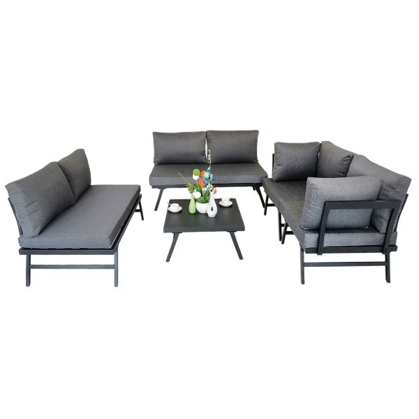Patio Balcony Outdoor Furniture Set of 5 Knock Down Structure Popular High Quality Aluminum Garden Sofa Set