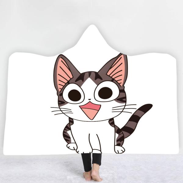 Cartoon cat series children's adult hooded blanket velvet fabric rectangular hand washable