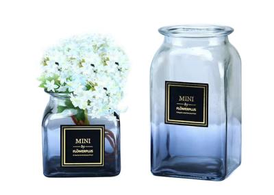 Os vasos de vidro claros decorativos do quadrado elegante personalizaram Logo Printing