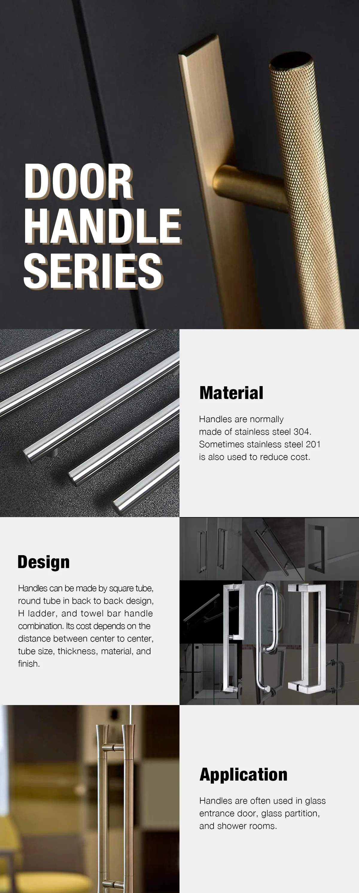 Ручка тяги лестницы нержавеющей стали 304 трубчатая для зеркала двери стеклянного раздела польского