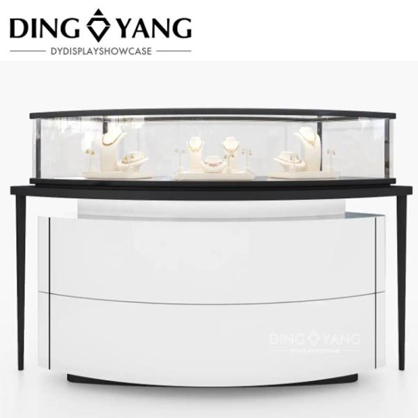 Customized Fashion Commercial  Brass Circular Jewelry Showcase For Sale