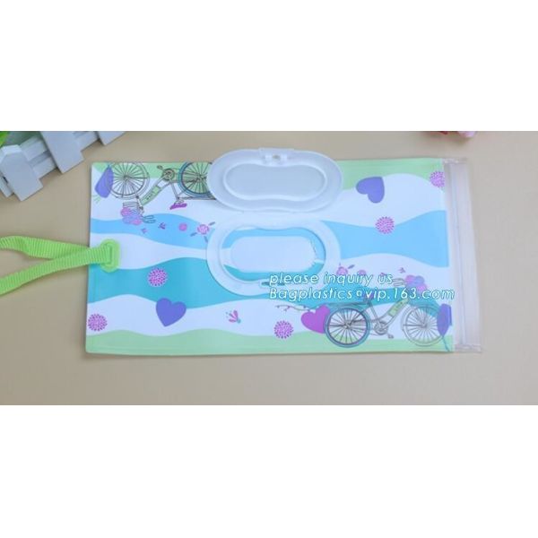 eco biodegradable Reusable CMYK UV Printed Zip Top Travel Plastic EVA Baby Tissue Wet Wipes Bag, EVA Wet Tissue Bags