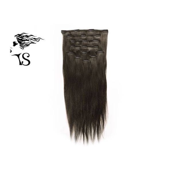 Black Long Virgin Remy Clip In Hair Extensions , Mongolian Straight Hair