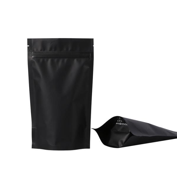 Matt Black Aluminum Foil Zip Lock Bag Stand Up Pouch Coffee Bag With Valve