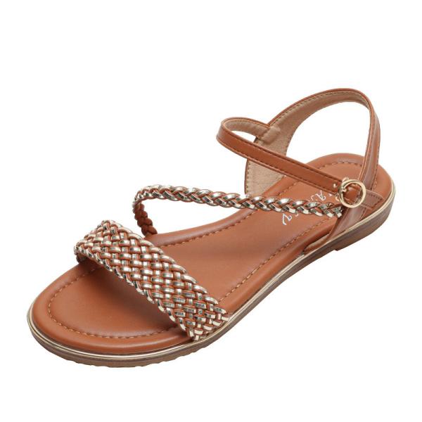 BS170 Fashion Sandals Women'S European And American Rhinestone Cross Strap Back Zipper Wedge Heel Mid-Heel Women'S Shoes