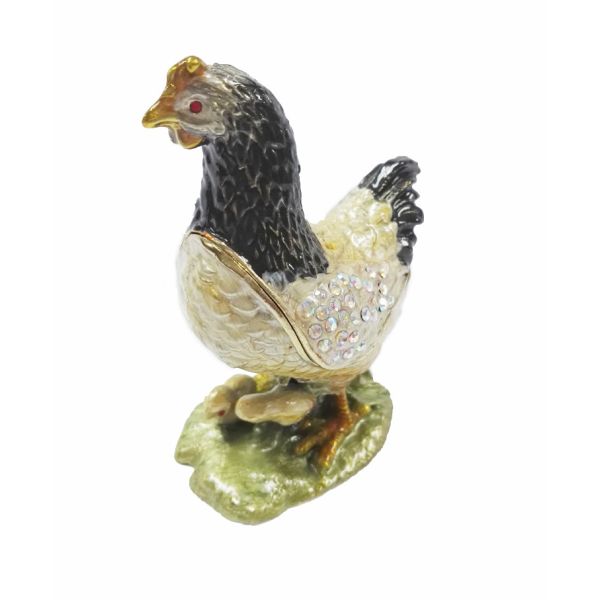 Unique hen jewelry box metal jewelry trinket box hen jewelry box