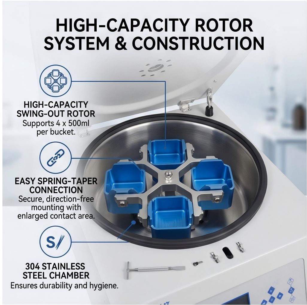 CenLee2050 High Speed Laboratory Centrifuge 20500rpm 29200xg Large Capacity 4x750ml Benchtop Centrifuge for Medical Research
