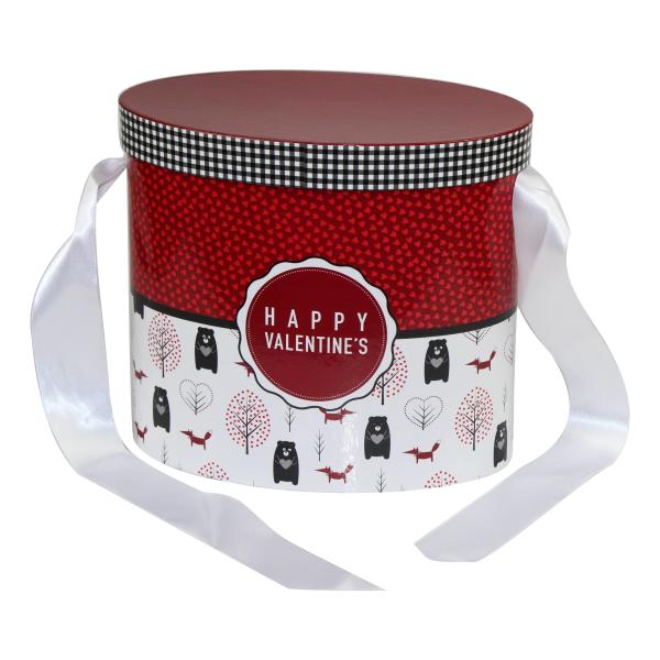 Happy Valentine'S Two Piece Lid Off Rigid Paper Gift Box With Ribbon