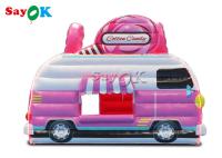 Tenda inflável de gramado 4.5x3x3.8m Forma de carro rosa Tenda de ar inflável doces Floss de comida Booth para o exterior