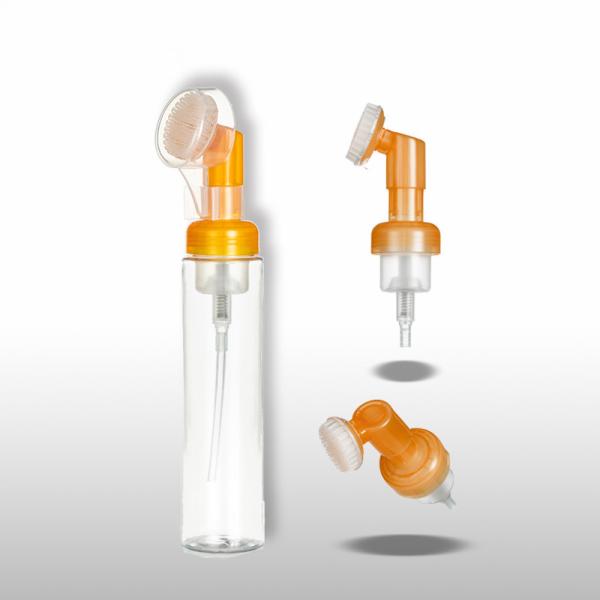 Solid Orange Reusable Foaming Soap Dispenser With Soft And Food Grade Silicone Brush