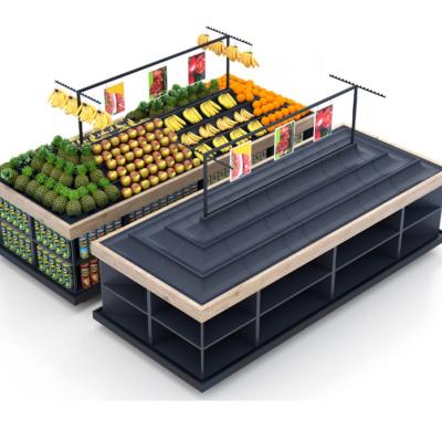 3 frutas e legumes do supermercado da série indicam o equipamento do alimento das unidades da prateleira das cremalheiras