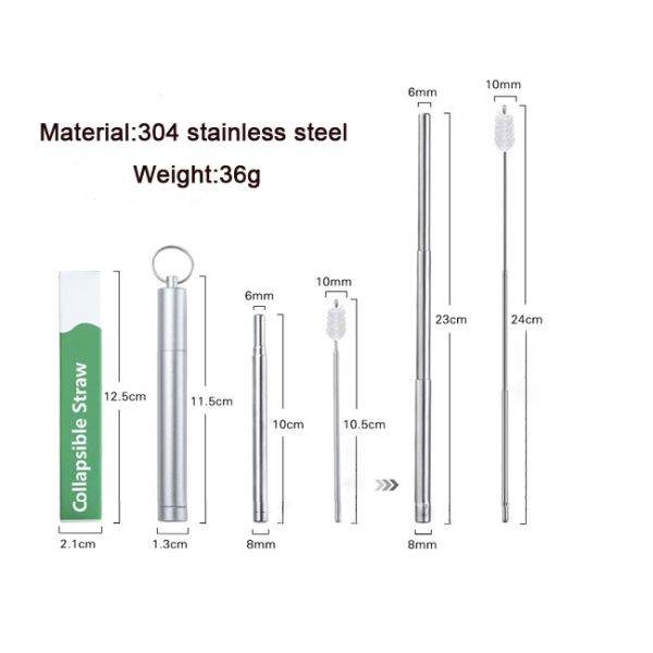 Food Grade Collapsible Stainless Steel Straw Juice Drinking