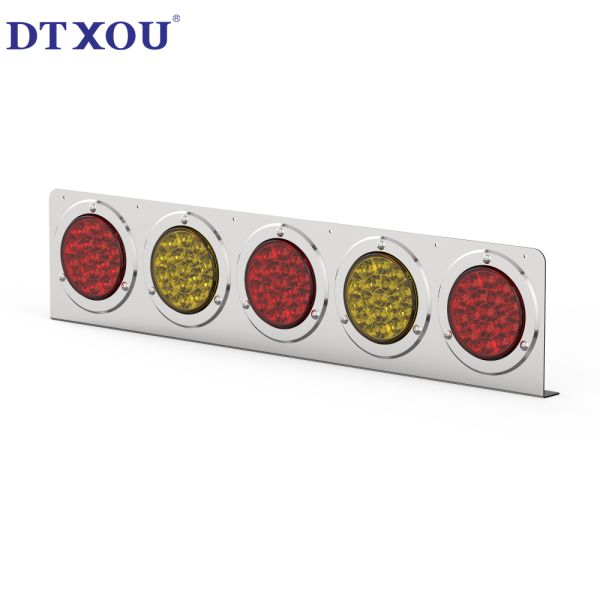 4-inch circular LED trailer truck semi trailer brake turn signal light 5-hole stainless steel combination tail light bracket