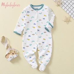 In stock Fold Hand and Snap Feet Design 100% Cotton Baby Romper Jumpsuit Baby Onesie Pajama