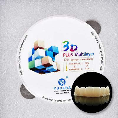 16 cores 3D mais blocos dentais Multilayer da zircônia para o laboratório dental