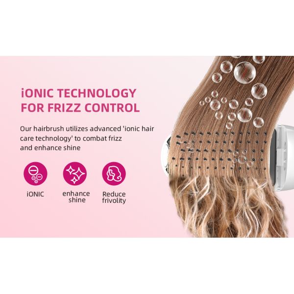 Brosse à cheveux IONIQUE CE FCC avec ions négatifs, 1W, LED bleue