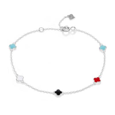 18cm 1.1g Four Leaf Bracelet Mermaid Tail Cubic Zirconia Bracelet SGS