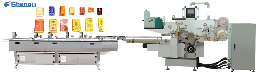 300pcs/Min Automatic Candy Wrapping Machine For Rectangle Flake Bunch Chocolate