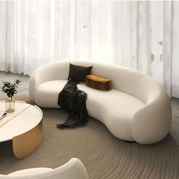 280 70 160cm OEM Accepted Modern White Circle Round Curved Sofa Minimalist Contemporary Boucle Nordic Velvet Half Moon Sofa Set